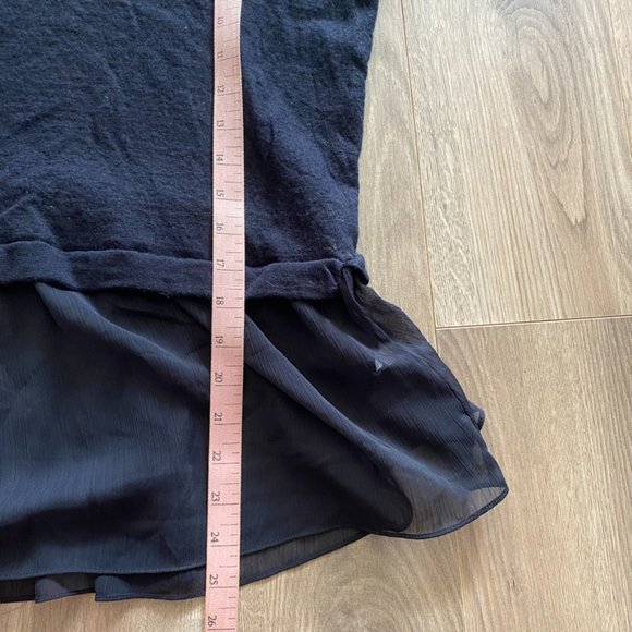 Club Monaco Navy Wool 3/4 Sleeve Scoop Neck Layered Sweater - Picture 6 of 11